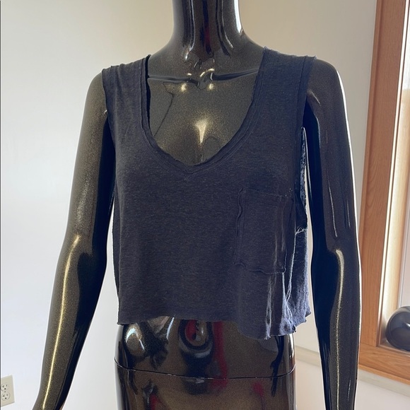 Aerie gray Black Crop Tank Top - Picture 1 of 6